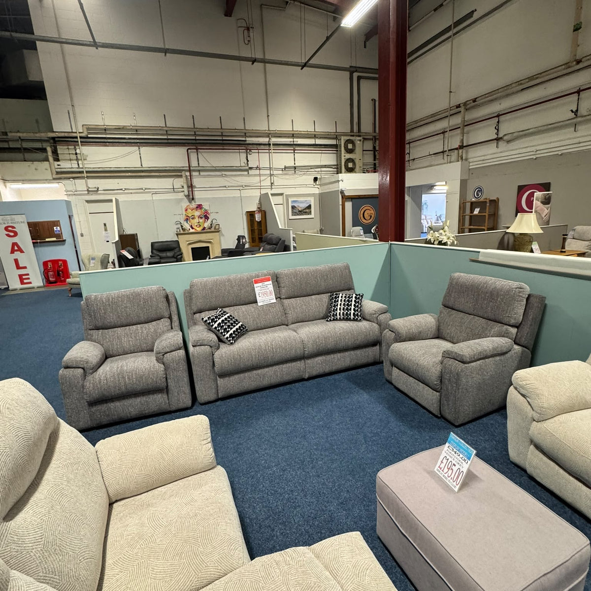 Manor Collection Denver 3-Seater Sofa, Chair And Power Chair In Rio Storm