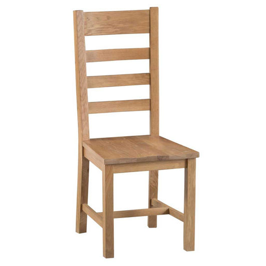 Manor Collection Country Oak Ladder Back Chair Wooden Seat