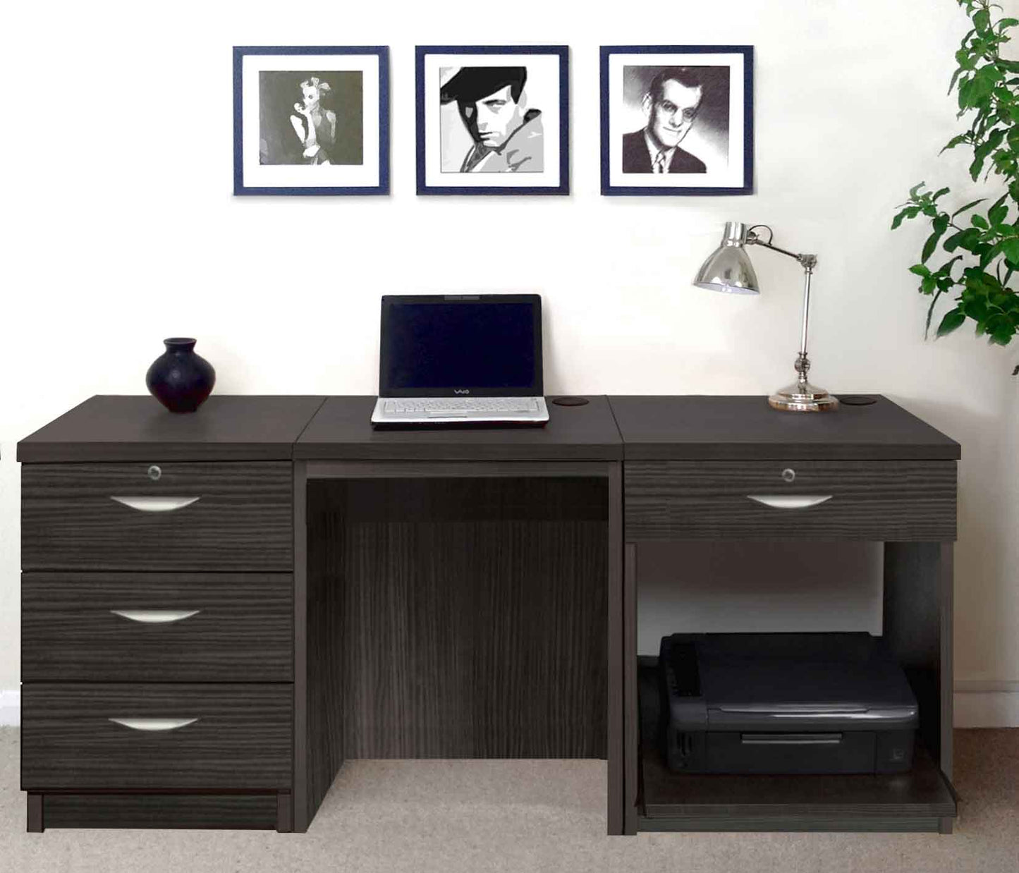 R White Cabinets Set Home Office Set Up