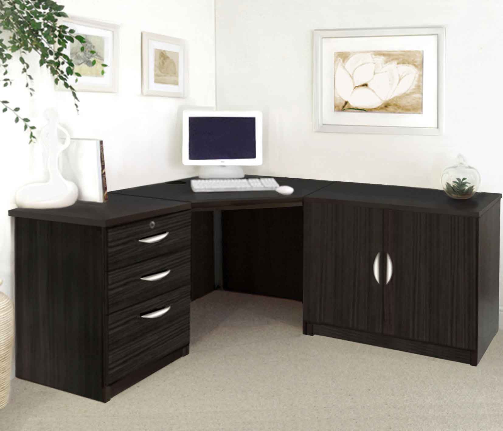 R White Cabinets Set Home Office Set Up
