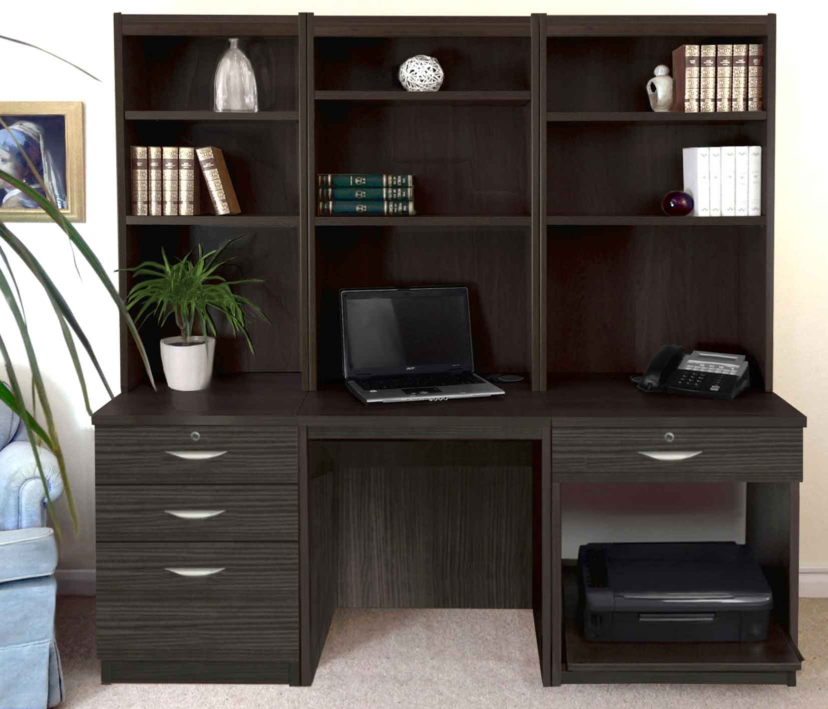 R White Cabinets Set Home Office Set Up
