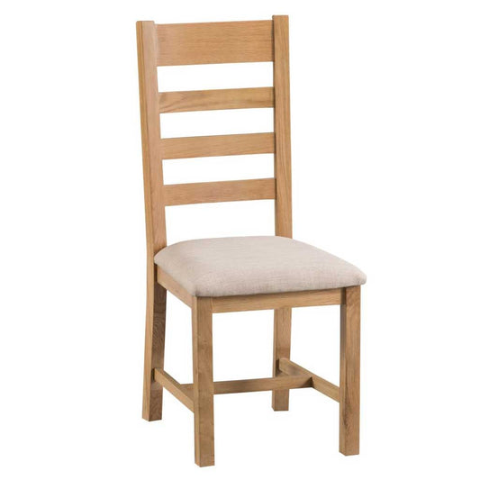 Manor Collection Lockwood Oak Ladder Back Chair Fabric Seat