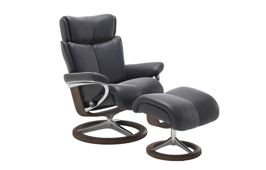 Stressless Magic Reclining Chair with Footstool (L) (Signature Base)