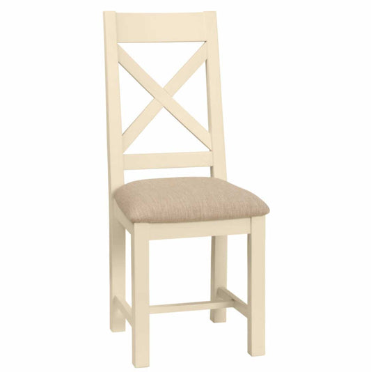 Manor Collection Dorset Painted Cross Back Chair With Fabric Seat