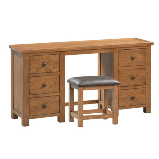 Manor Collection Dorset Rustic Double Pedestal Dressing Table and Stool