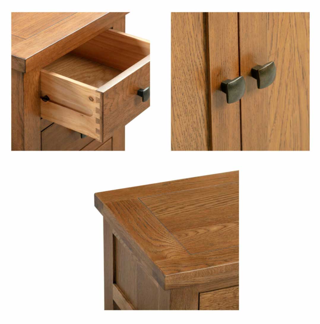 Manor Collection Dorset Rustic Compact 3 Drawer Bedside