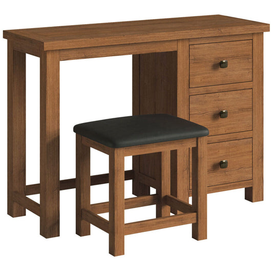 Manor Collection Dorset Rustic Single Pedestal Dressing Table + Stool