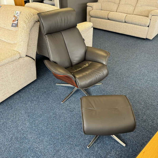 Ergoform by GPlan Lund Swivel Recliner & Stool