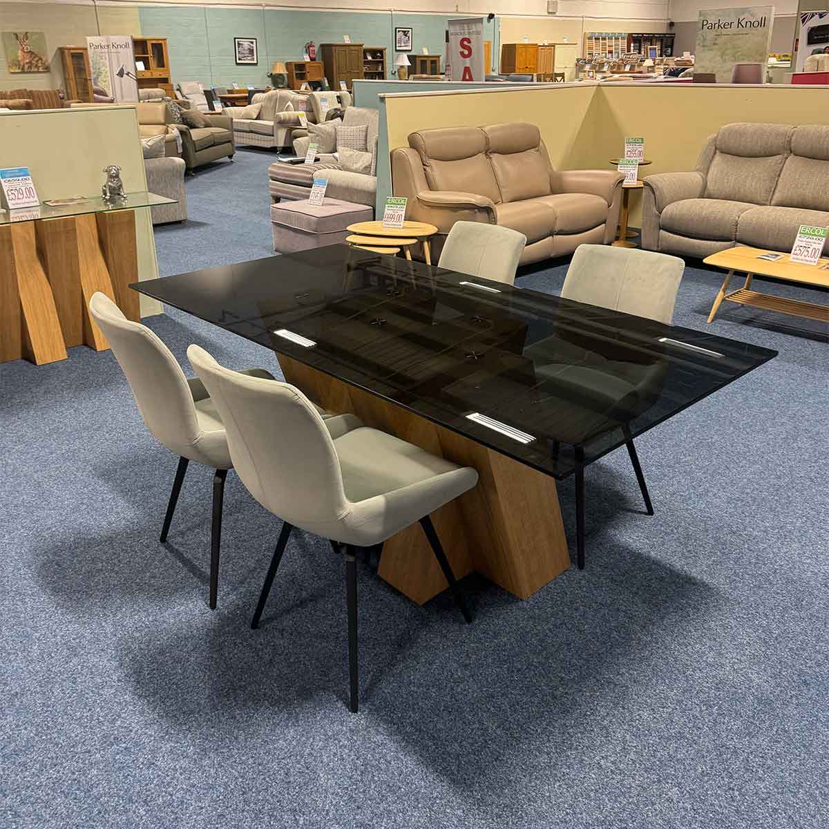 Manor Collection Nevada Fixed Top Dining Table With 4 Swivel Dining Chairs