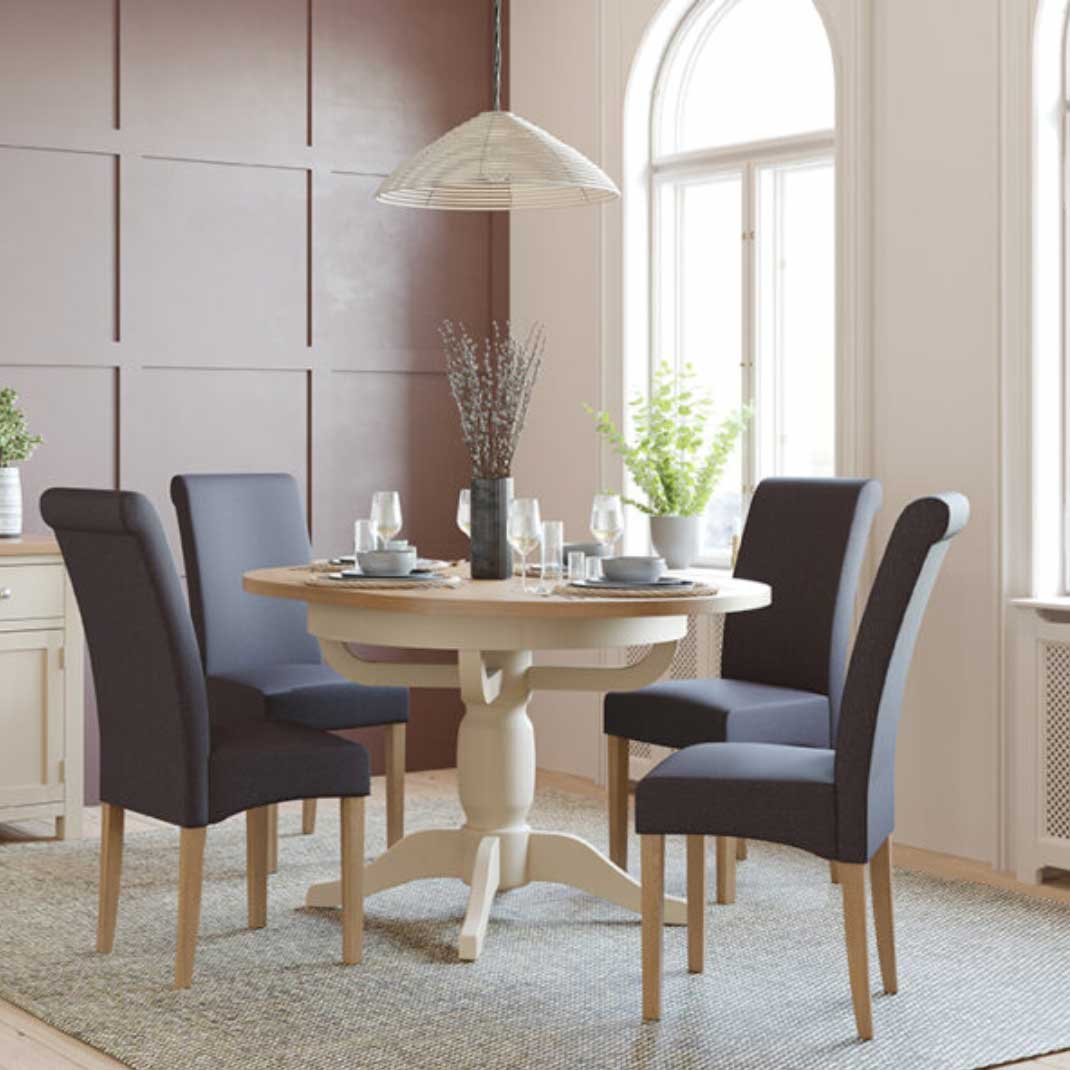 Manor Collection Dorset Painted Round Extending Pedestal Table