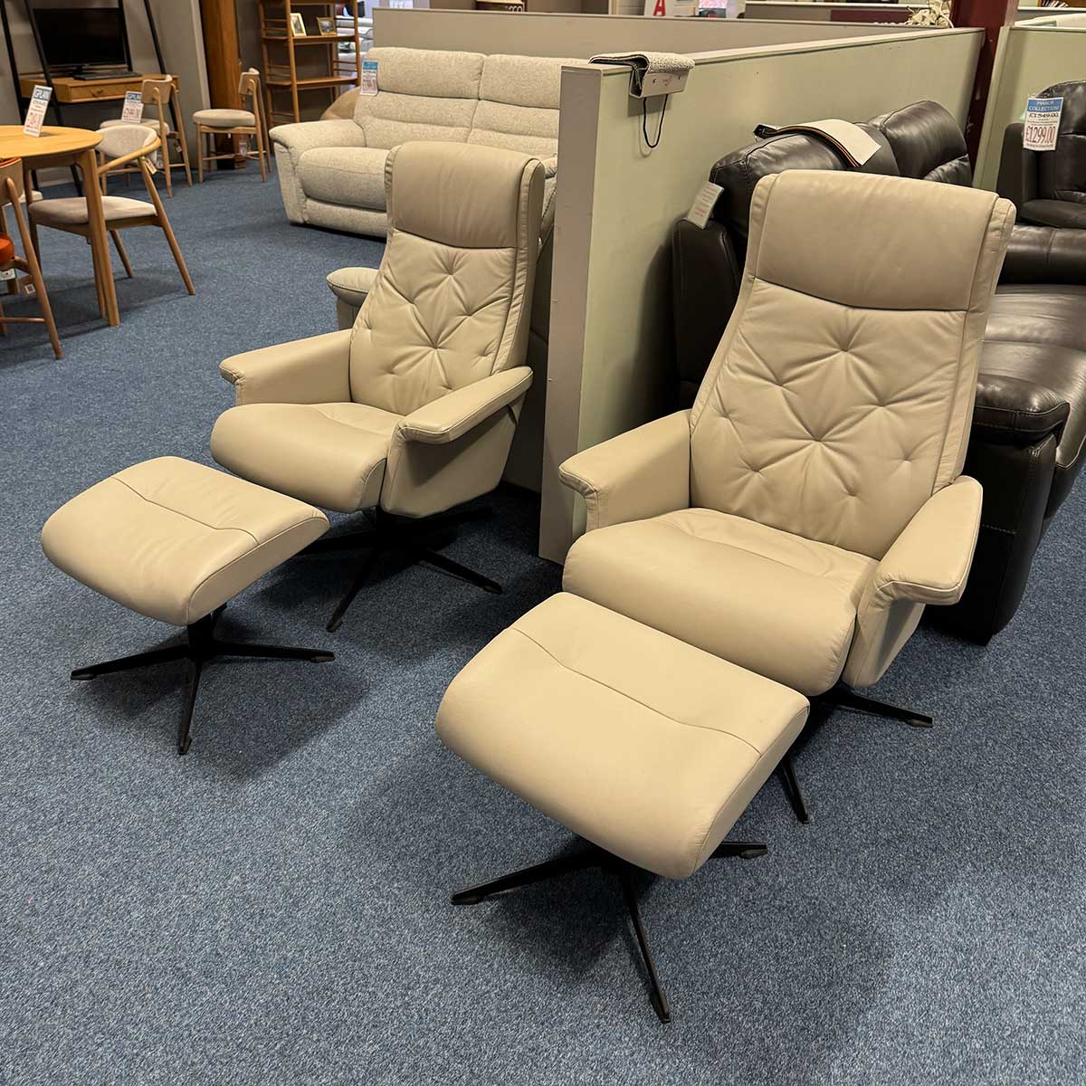 Manor Collection Scandi 1120 Large Chair & Stool + Medium Chair & Stool