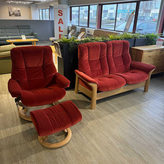 Stressless Buckingham 2 Seater Sofa & Mayfair (Large) Chair & Stool