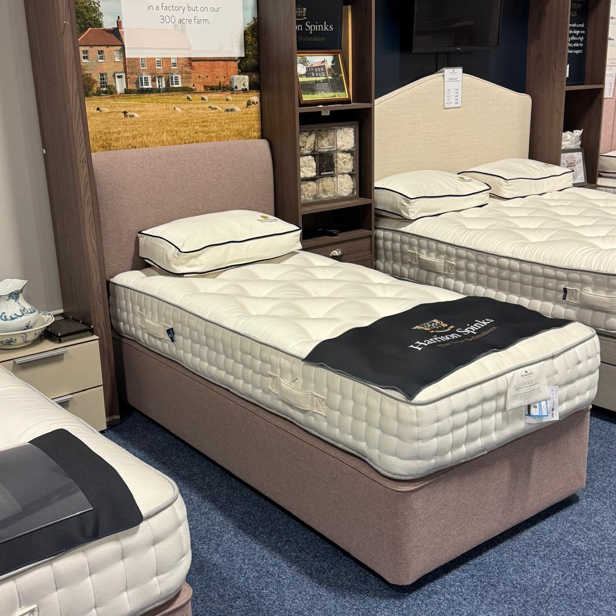 Harrisons Gold Single Divan Set With Sonnet Headboard