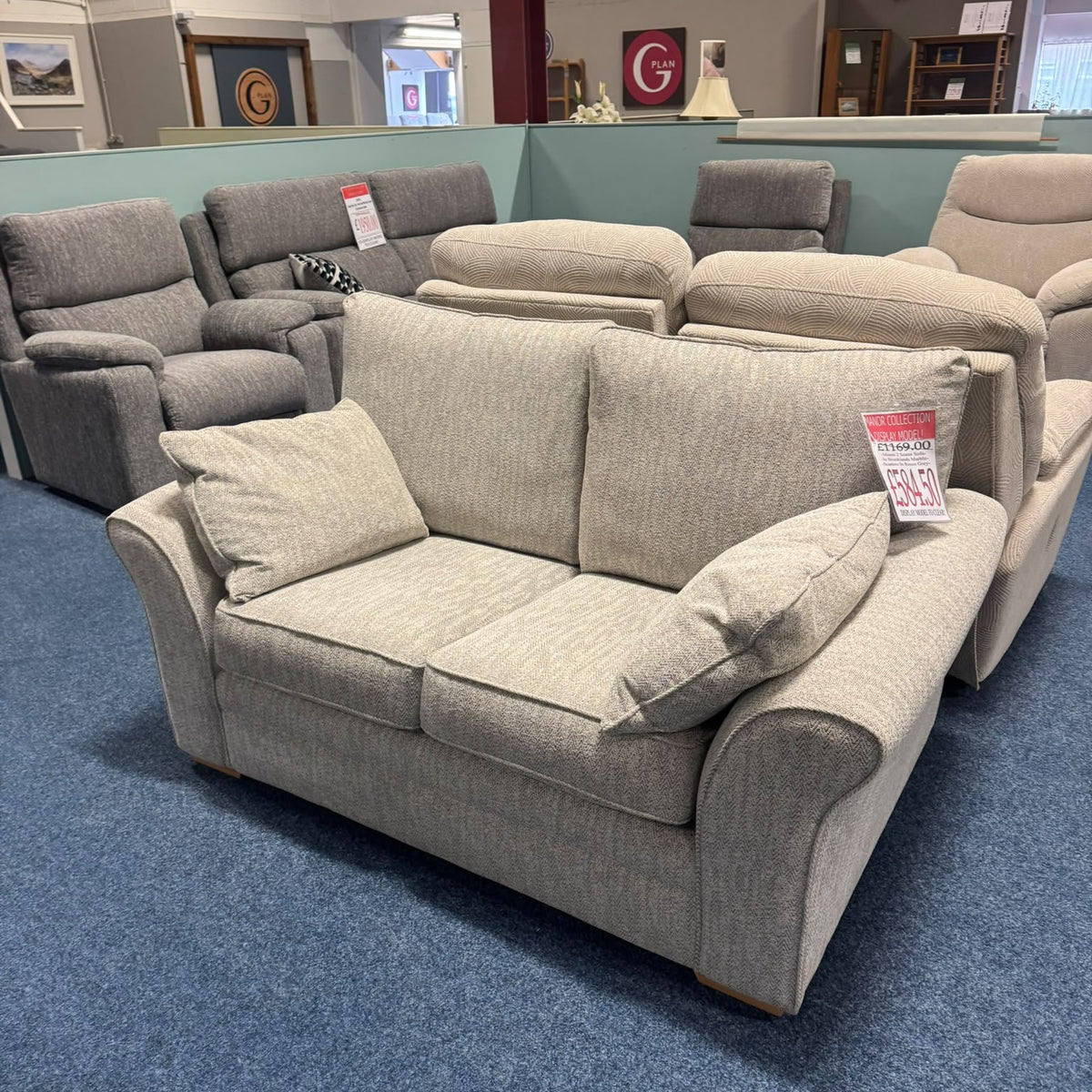 Manor Collection Miami 2-Seater Sofa In Brooklands Marble