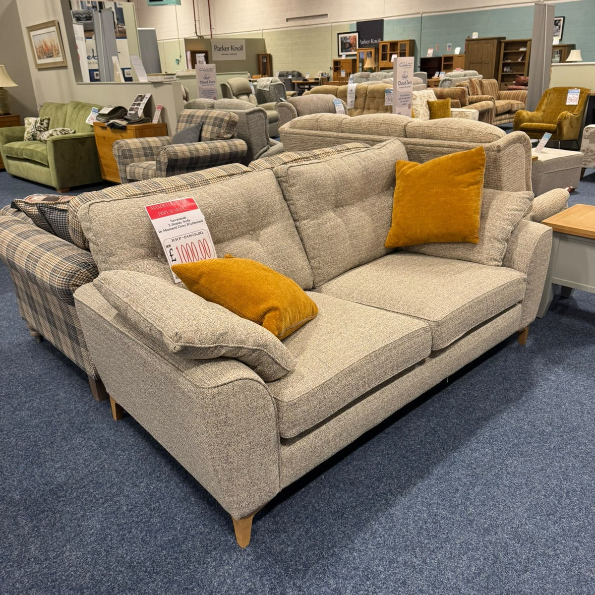 Manor Collection Savannah 3-Seater Sofa In Mustard Grey Richmond
