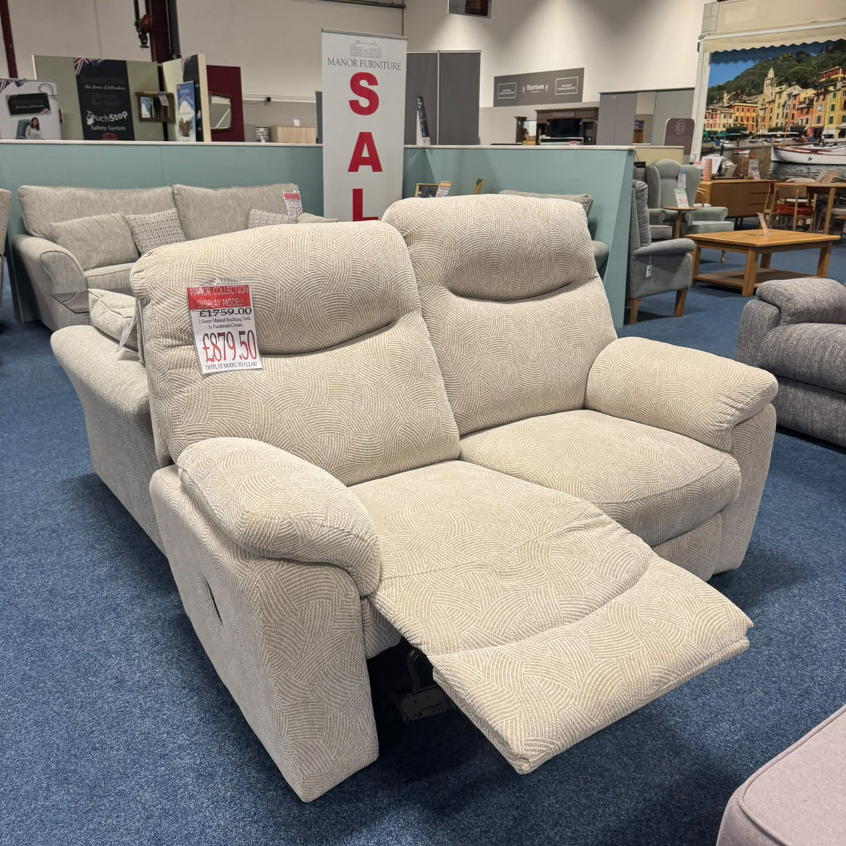 Manor Collection Stratford 2-Seater Manual Reclining Sofa In Paintbrush Cream