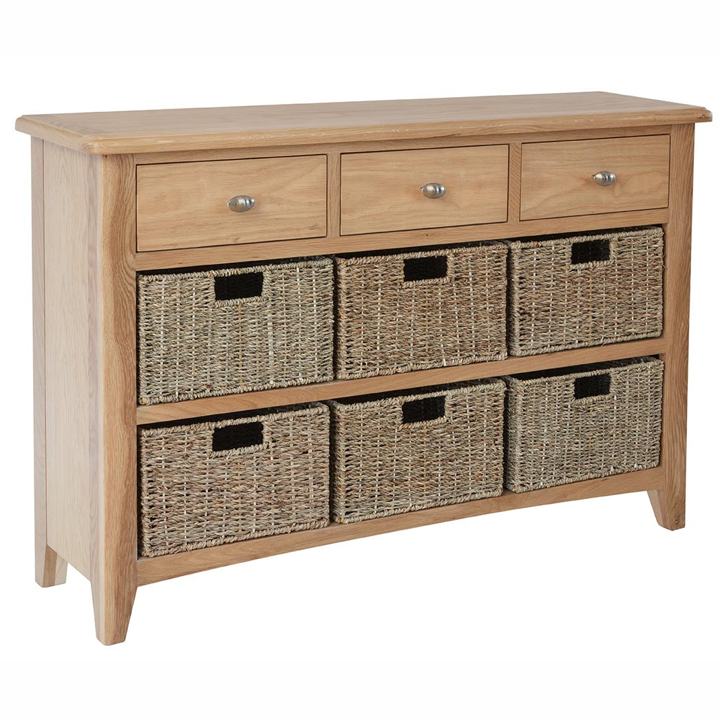 Manor Collection Woodstock 3 Drawer 6 Basket Unit