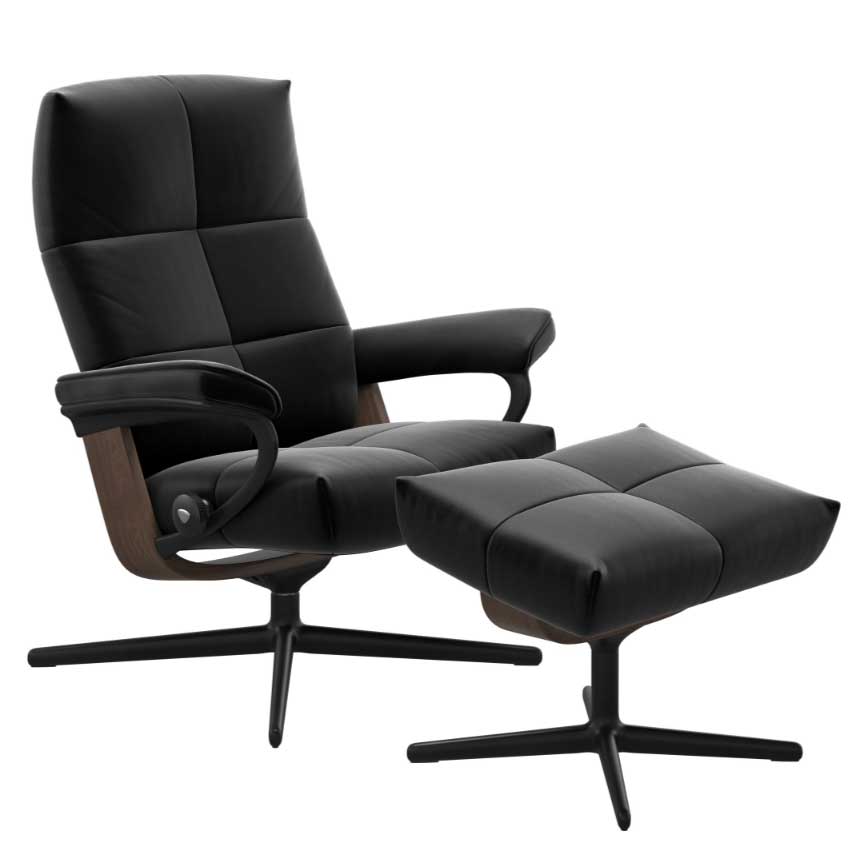 Stressless David Cross Bade Recliner Chair with FootstoolStressless David Cross Base Recliner Chair with Footstool