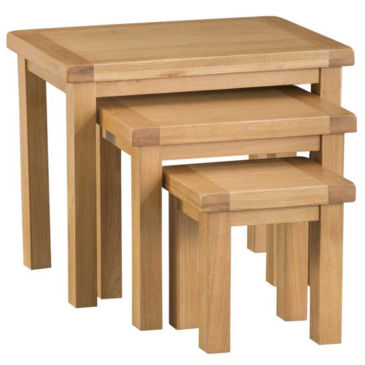 Manor Collection Lockwood Oak Nest of 3 Tables