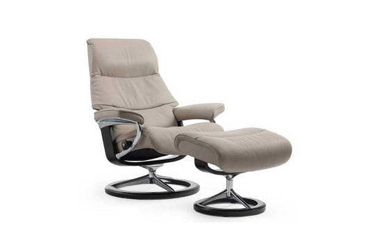 Stressless View Recliner Chair with Footstool (L) (Signature Base)
